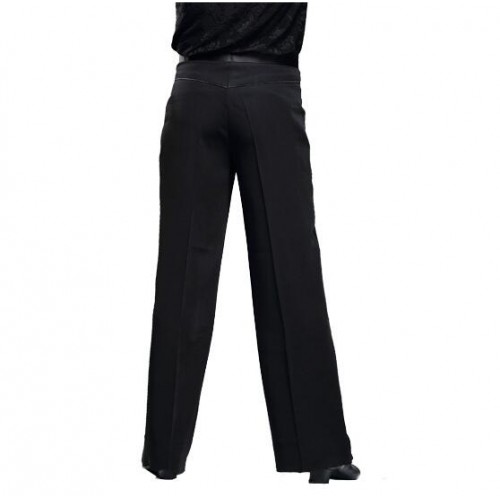 Men's side ribbon latin ballroom competition long  straight professional trousers for male chacha tango waltz dancing pants
